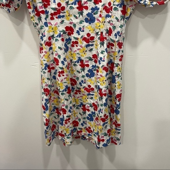 Rixo Target Puff Sleeve Linen Multicolor Floral Button Front Mini Dress Size 2 - Picture 7 of 10